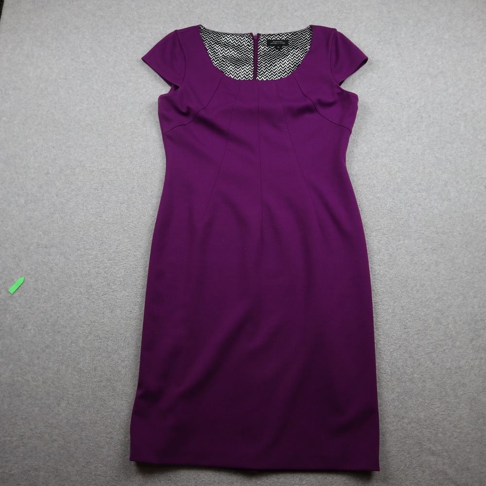 Tahari Arthur S. Levine Sheath Dress Womens 10 Purple Cap Sleeve Scoop Neck